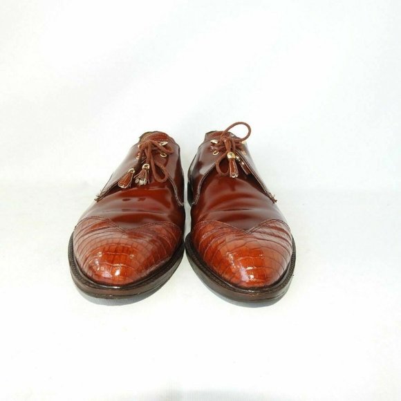 David Eden Size 11 Brown Exotic Croc Oxfords R5C19